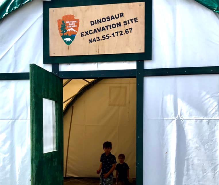 Dinosaur excavation site tent